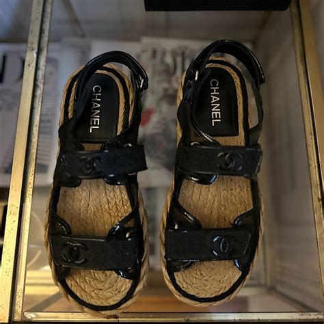 chanel raffia dad sandals|Chanel kid sandals.